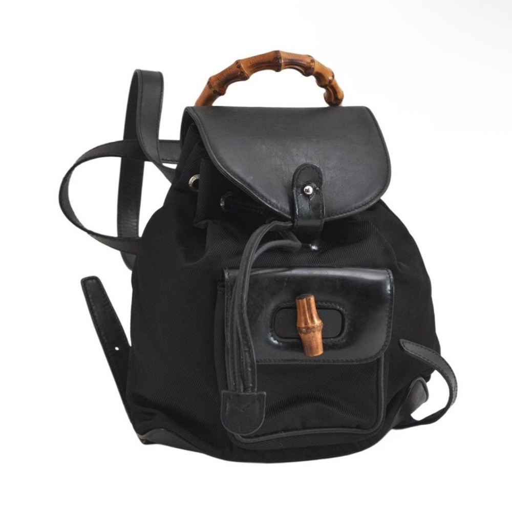 Gucci Black Backpack with Bamboo Handle Mini